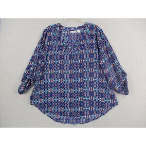 Cato Womens Multi-Color Geometric Print Long-Sleeve Tunic Top XL Polyester